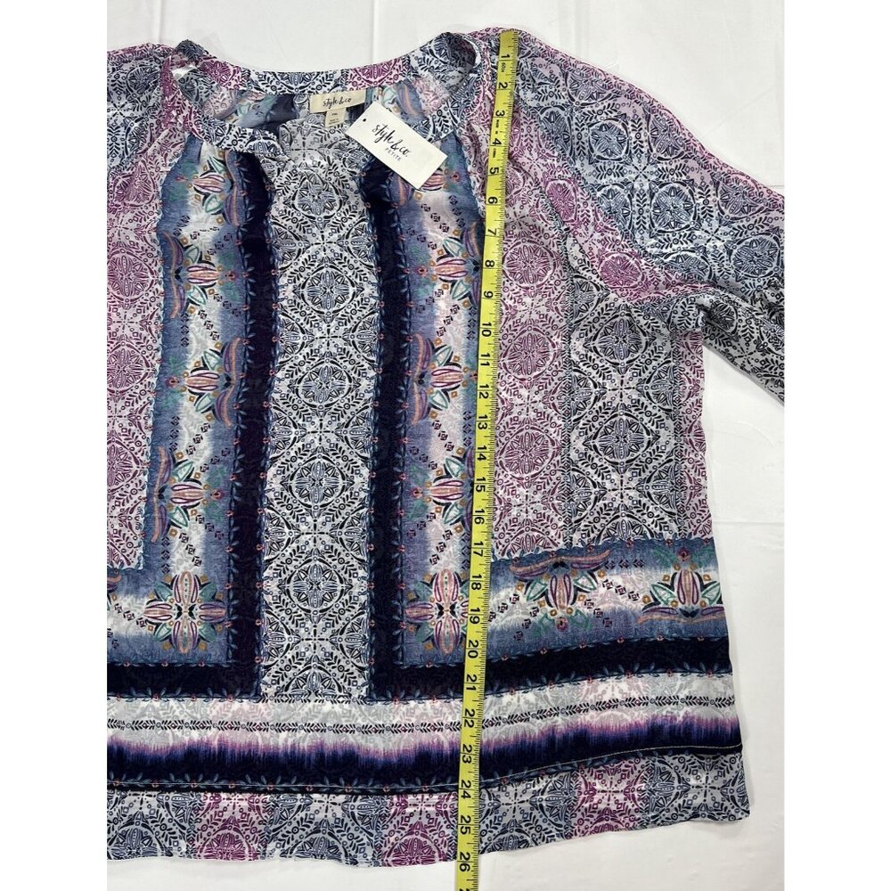 Style & Co. Women Top Petite PXL/PTG Blouse Long Sleeves Semi Sheer NWT - Picture 6 of 7